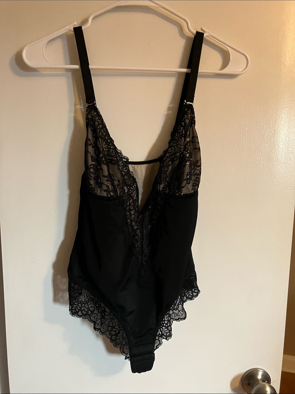 Black Lace-Trim Shaping Bodysuit